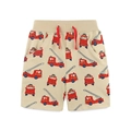 Beigefarbene Baumwollshorts mit rotem Feuerwehrauto-Print für Jungen - Beige Feuerwehr Aufdruck (3161) / 2Y(90cm)