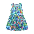 Girls sleeveless dress featuring vibrant tropical jungle animal prints on a white background - 3Y(90cm) / Tropical Animal Print (1624)