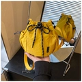 Yellow nylon bucket bag with drawstring closure and adjustable crossbody strap - Yellow