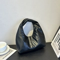 Sac à main noir plissé au design minimaliste avec poignée nouée et style élégant - Noir