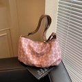 Sac fourre-tout en toile à fleurs roses et blanches avec bandoulière réglable - Rose