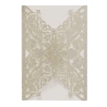 Macro shot of silver glitter laser-cut floral pattern for luxury wedding invitations - Light Gold Color