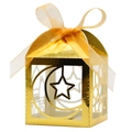 Golden hollow candy box with crescent moon and star patterns for Ramadan festival gifts - Reflective Gold