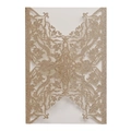 Champagne gold laser-cut lace wedding invitation cover with shimmering glitter finish - Rose Gold