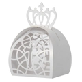 Scatola per bomboniere tagliata al laser con corona e croce per matrimoni e battesimi - Bianco / 5.5*4.7CM