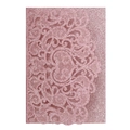 Detailed laser-cut floral pattern on rose gold glitter paper wedding invitation - Glitter Pink