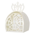 Elegante scatola per caramelle a corona bianca intagliata al laser per matrimoni e feste - Avorio / 5.5*4.7CM