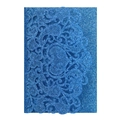 Intricate laser-cut navy blue glitter wedding invitation card with elegant heart pattern - Glitter Royal Blue