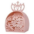 Scatola bomboniera matrimonio rosa intagliata al laser con corona e finitura perlescente - Rosa