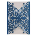 Navy blue glitter laser-cut invitation sleeve with elegant European damask patterns - Sapphire Blue