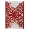 Red glitter laser-cut invitation sleeve with intricate European floral hollow design - Red