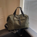 Sac de voyage vert olive avec poignées noires et bandoulière amovible - Vert