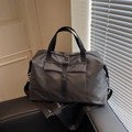 Sac de voyage gris grande capacité en nylon avec poignées et bandoulière réglable amovible - Gris