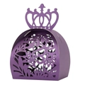 Boîte cadeau couronne violet foncé avec découpe laser pour mariage élégant - Violet foncé
