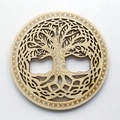 Sottobicchiere in legno intagliato Albero della Vita con motivi geometrici eleganti - Intaglio Albero della Vita (Legno-Intagliato Albero della Vita) / 10cm