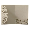 Partecipazione di nozze color champagne tagliata al laser con elegante motivo a rose - Oro champagne