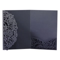 Elegant black laser-cut hollow rose wedding invitation card cover with pearl paper finish - Black