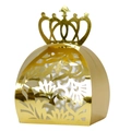 Boîte à bonbons de mariage en forme de couronne dorée avec découpe laser élégante - Or Réfléchissant