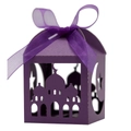 Detail of purple laser-cut gift box with mosque motifs and star patterns for Ramadan - 5*5cm / Dark Purple