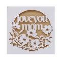 Laserschnitt Grußkarte zum Muttertag mit Liebe dich Mama Text auf Kraftpapier-Hintergrund - Weiß mit Kraftpapier-Innenseite