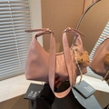 Sac hobo rose en cuir PU mat avec pendentif ours en peluche et cordon de décoration - Avec Pendentif / Rose