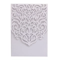 Intricate white laser cut invitation card featuring elegant European scrollwork patterns - Full Set / White