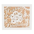 Minimalist white laser-cut 18th birthday card with stars and festive balloon patterns - 18th Birthday Style (HK-629/18)