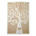 Partecipazione matrimonio laser cut albero della vita con uccelli e cuore su carta kraft - Avorio (Pagina Interna Kraft)