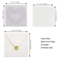 Set d'invitations ajourées cœur avec dimensions de la carte, l'insert et l'enveloppe - Blanc