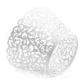 Macro detail of laser-cut vine lace pattern on white paper cupcake wrappers - White