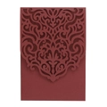 Burgundy laser-cut invitation card with floral patterns for weddings and ceremonies - Full Set / Dark Red