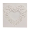 Carte de vœux découpée au laser motif cœur avec dentelle florale pour mariage blanc - Ivoire