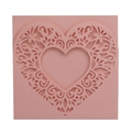 Carte de voeux coeur rose découpée au laser avec motifs dentelle pour mariages et cadeaux - Rose