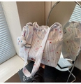 Détail du sac cabas en nylon à rayures bleues avec imprimés cerises et peluche étoile - Violet (Avec Pendentif)