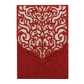 Invitación roja con purpurina y corte láser de patrones florales en fondo blanco - Rojo con Purpurina