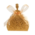 Détail de la boîte à bonbons dorée à paillettes en forme de robe de princesse - Jaune Doré Pailleté