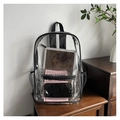 Minimalistischer transparenter PVC Rucksack mit schwarzem Besatz und seitlichen Netzfächern - Schwarz
