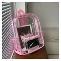 Durchsichtiger PVC-Rucksack mit rosa Besatz und praktischen Netz-Seitentaschen - Rosa
