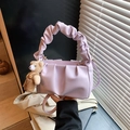 Chic lavender ruched underarm bag with cute bear pendant and versatile shoulder strap - Purple With Pendant