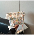 Sac bandoulière floral avec bordure en dentelle blanche et bandoulière réglable crème - Fleur Jaune