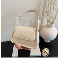 Borsa a tracolla bianco crema minimalista con manico e tracolla regolabile - Bianco