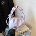 Light purple pleated cloud shoulder bag with sleek faux leather and gold hardware - Purple Without Pendant