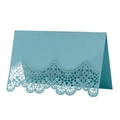 Marque-place de mariage bleu avec dentelle découpée au laser et support pliable chic - 12x9cm / Bleu Tiffany