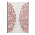 Laser cut rose gold glitter wedding invitation cover with intricate lace floral pattern - Glitter Pink