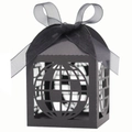 Elegante scatola regalo nera tagliata a laser con nastro d'organza per feste e eventi - Nero
