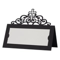 Elegant laser-cut hollow cross place card in black and white for wedding table decor - 10*10CM / Black