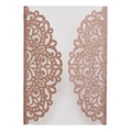 Detail of rose gold glitter laser-cut floral invitation cover with mandala design - Glitter Champagne Gold