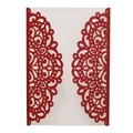 Glitter red laser cut wedding invitation card cover with elegant hollow floral pattern - Glitter Red