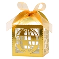 Scatola regalo dorata traforata a globo con nastro di raso per bomboniere e dolci di lusso - Oro