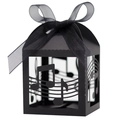 Elegante Geschenkbox mit Noten-Laserschnitt und schwarzer Schleife für Partys - 5*5*8CM / Schwarz